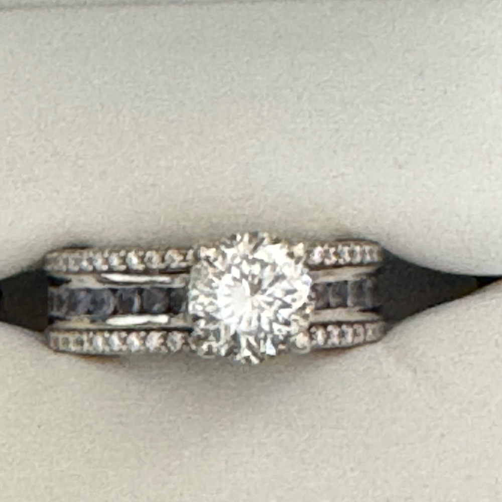 Vintage-Inspired Silver and Gold Women's Ring moissanite and tanzanite
